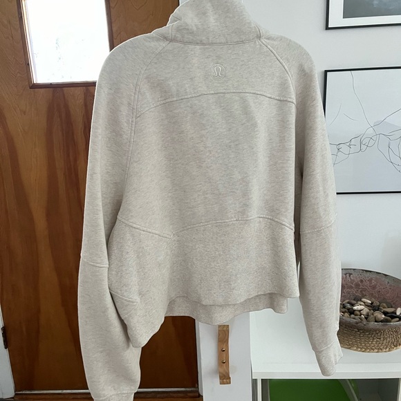 LULULEMON Scuba Oversized Funnel Neck Half Zip Heathered Bone XL/XXL - Picture 6 of 11
